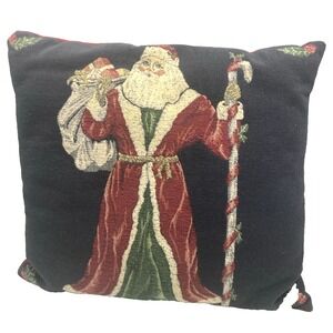Vtg Old World Santa‎ Claus Father Christmas Tapestry Pillow 16 in x 15 in x 3 in